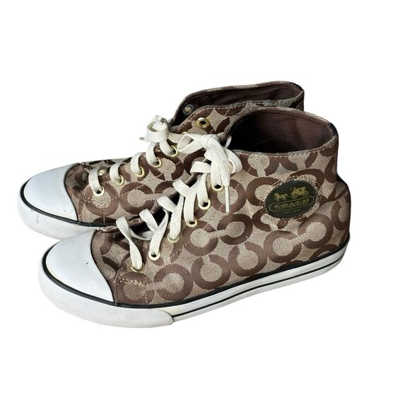 Coach Cardinal High Top Monogram Logo Womens Sneakers Size 6.5 Vintage - Picture 1 of 10